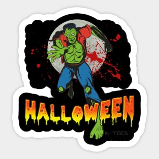 Awesome Zombie Halloween Shirt Retro Style Full Moon Sticker